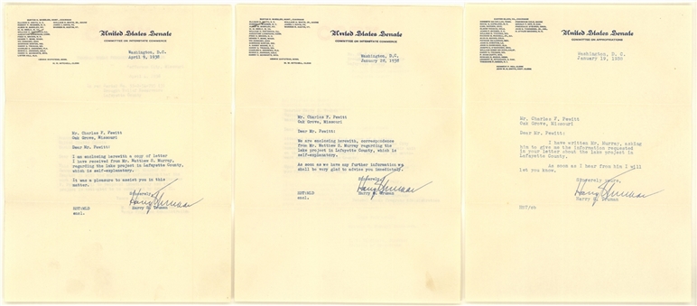 Lot of (3) Harry S. Truman Signed Letters With Envelopes Dated 1938 (JSA)